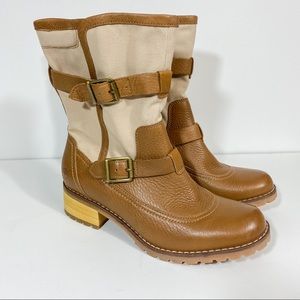 Timberland Leather Canvas Buckle Boots